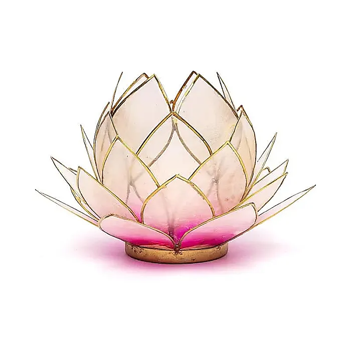 Lotus sfeerlicht roze/lichtroze goudrand groot -- 15x15 cm