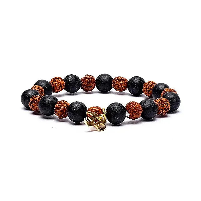 AB-S36 Armband lavasteen/rudraksha met ohm