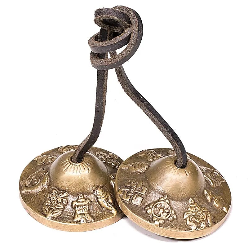 19139 Tingsha messing 8 voorspoedsymbolen 6.5cm