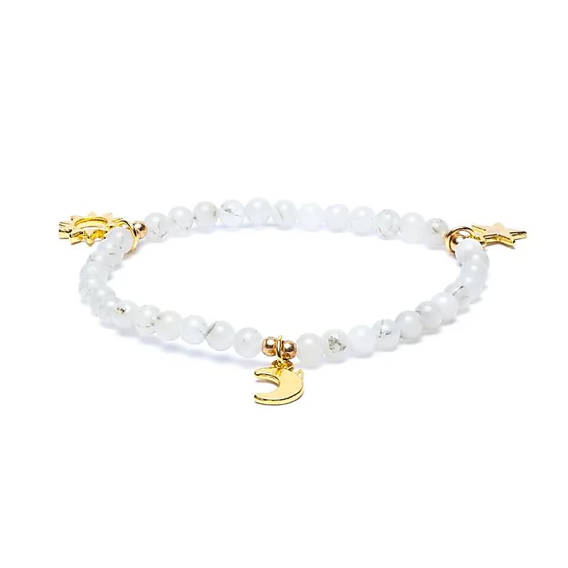 12549 AB-S5 - Armband maansteen elastisch met sterren/maan/zon