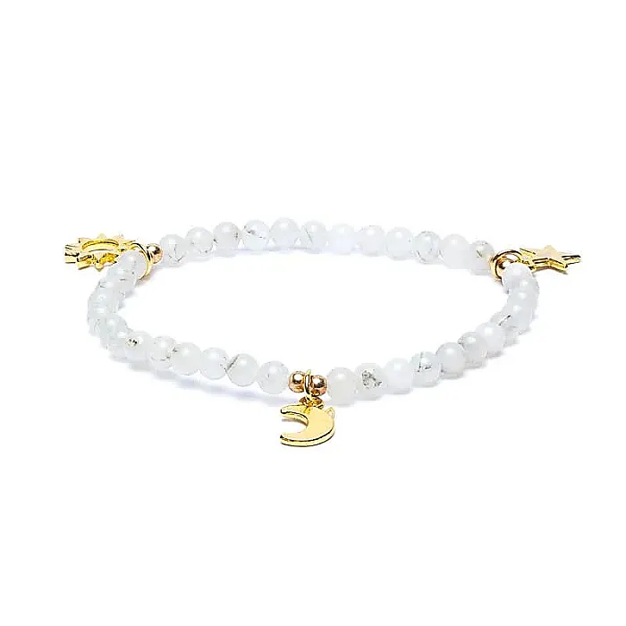 12549 AB-S5 - Armband maansteen elastisch met sterren/maan/zon