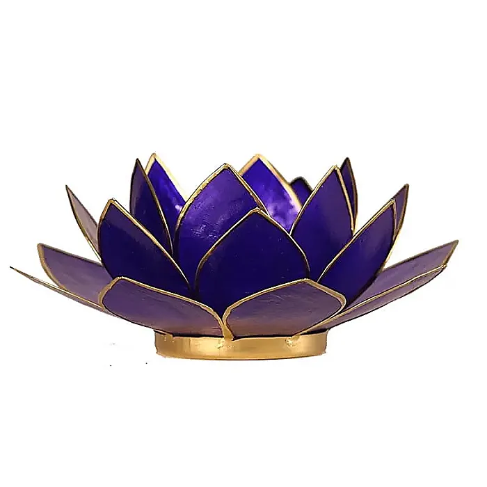 (8) Lotus sfeerlicht indigo 6e chakra goudrand -- 13.5 cm