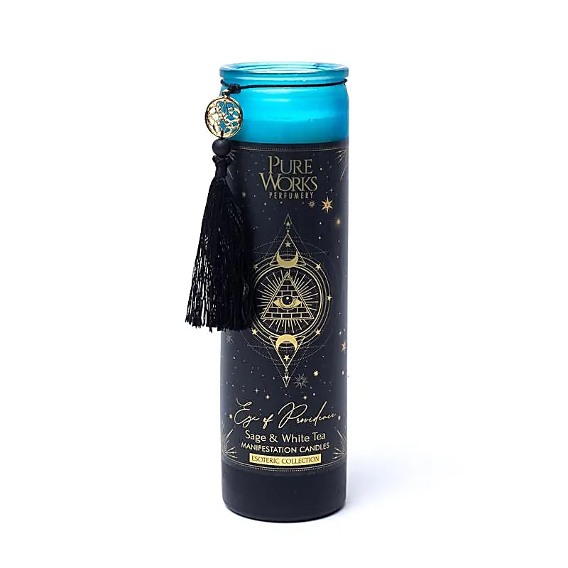 Manifestatiekaars Eye of Providence in glas met kwast
