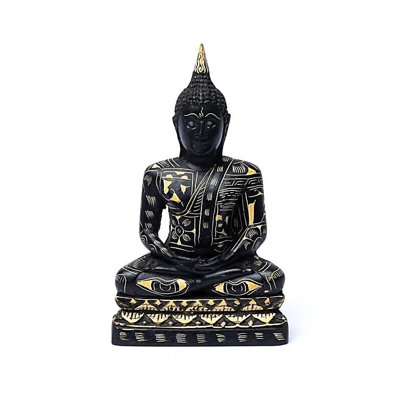 Meditatie Boeddha speksteen zwart 17 cm