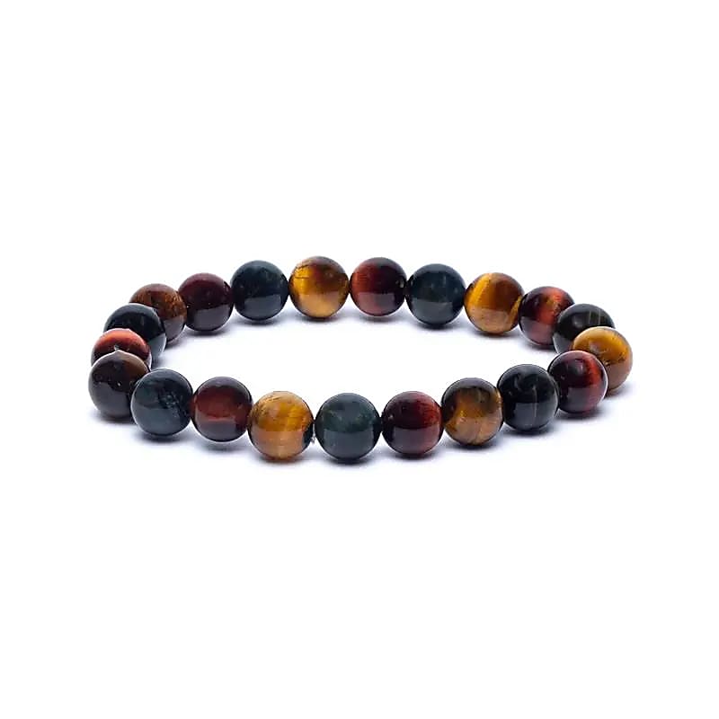 12544 AB-S50 -  Armband drie kleuren tijgeroog (rood/oranje/blauw)
