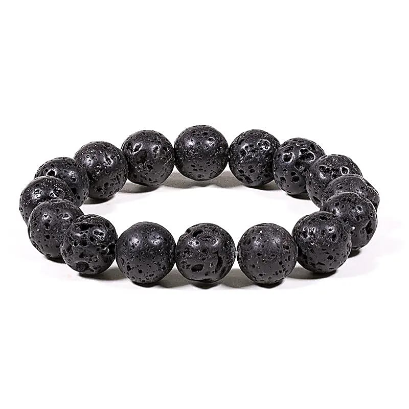 AB-S35 Lavasteen groot Armband ronde kraal