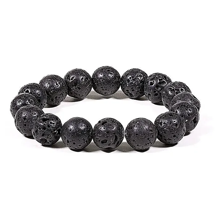 AB-S35 Lavasteen groot Armband ronde kraal