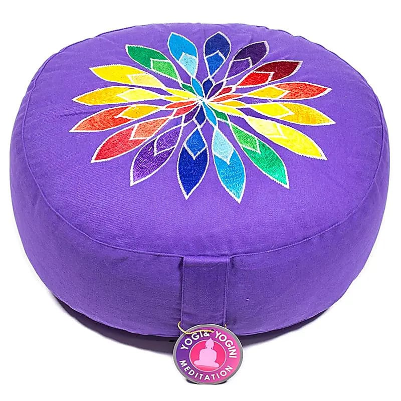 Meditatiekussen violet veelkleurige bloem