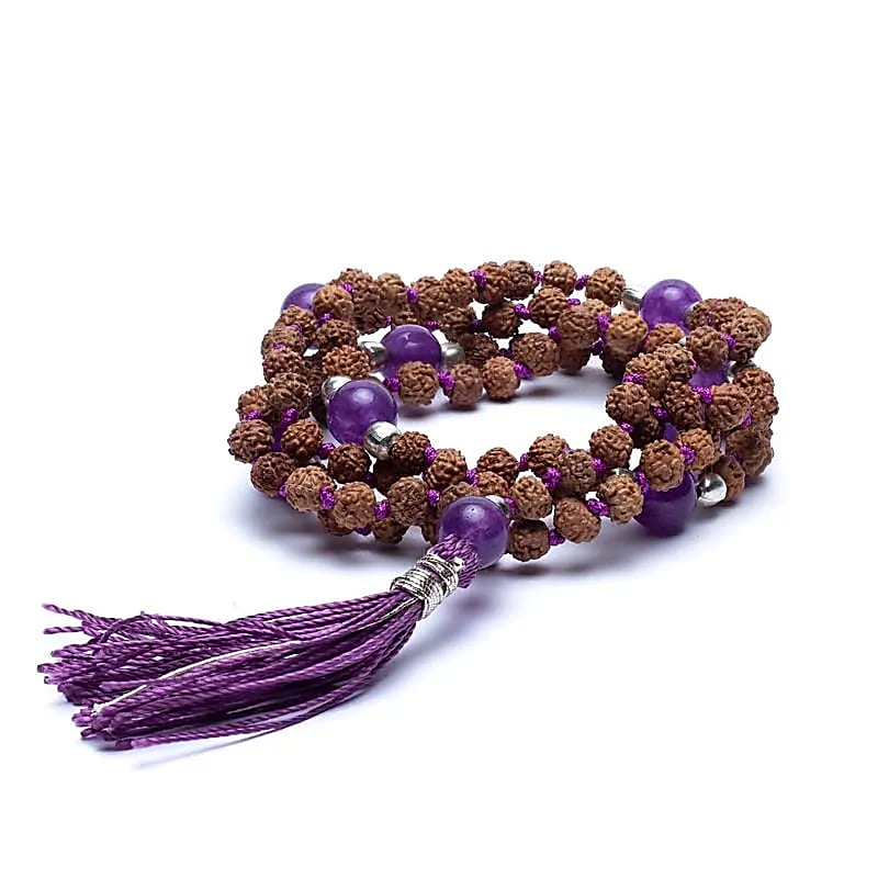 M53 Mala Rudraksha amethist
