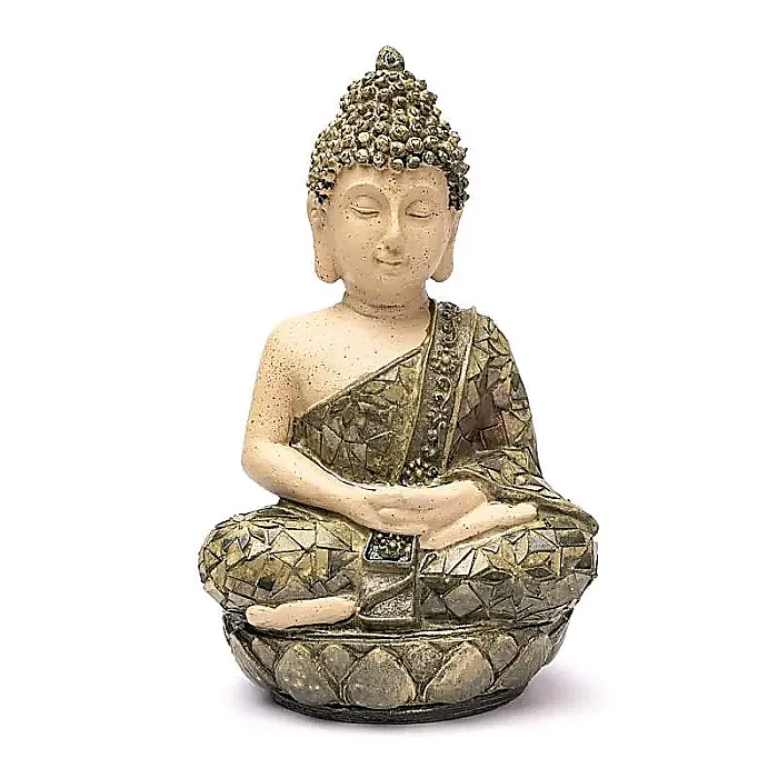 Meditatie Boeddha beeld groen mozaïek