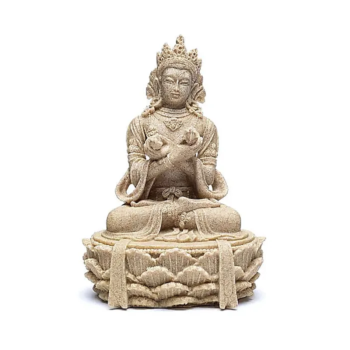 Boeddhabeeld met dorje en bel zandkleur