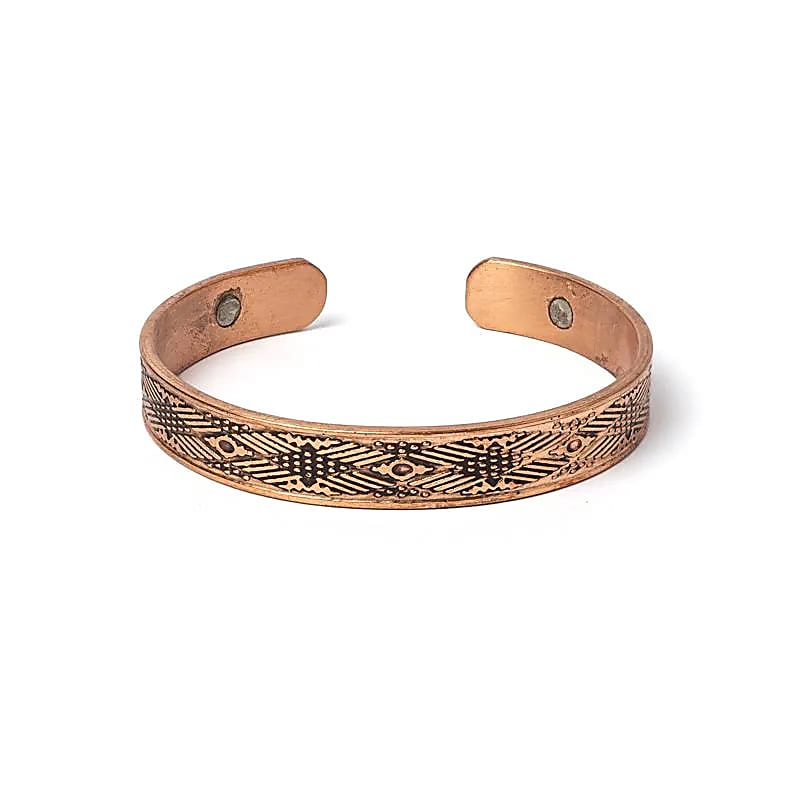 2048 - Armband koper kruislingse strepen magnetisch