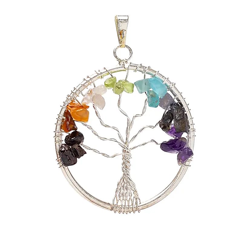 Hanger chakra levensboom messing zilverkleurig