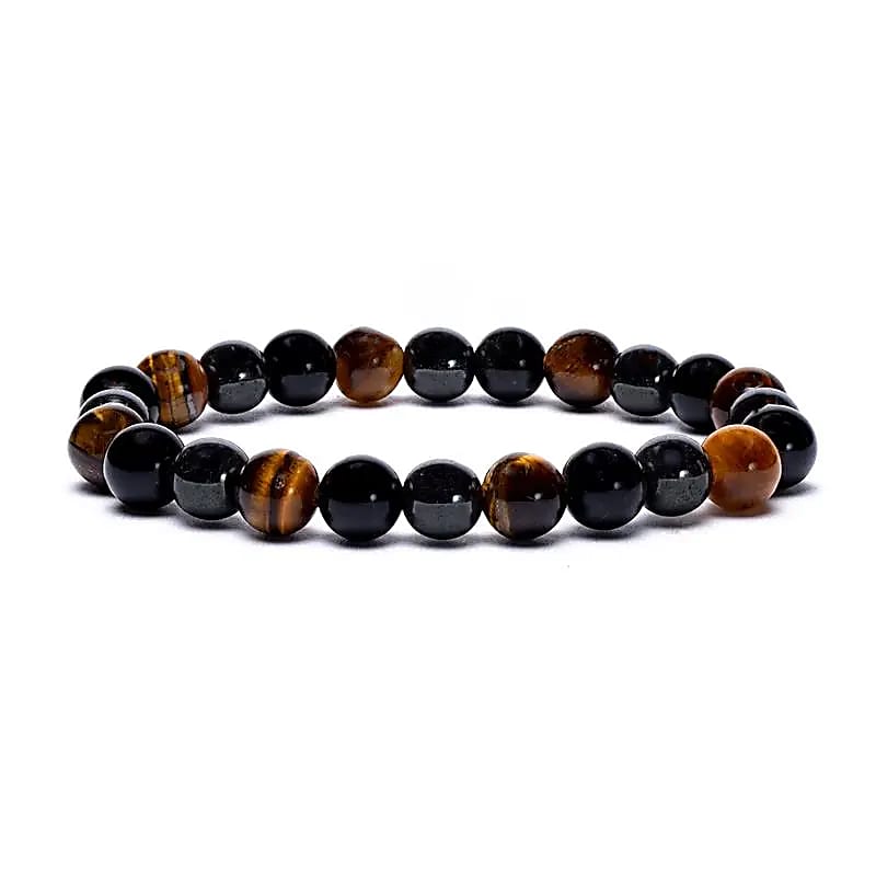 AB-S28 Armband hematiet/obsidiaan/tijgeroog