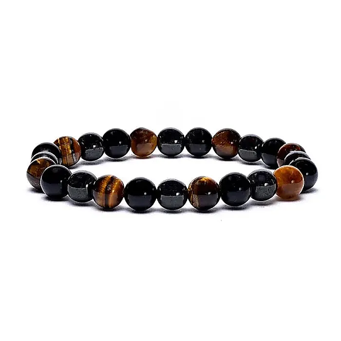 AB-S28 Armband hematiet/obsidiaan/tijgeroog