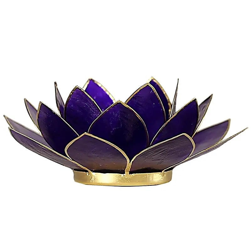 (10) Lotus sfeerlicht violet 7e chakra goudrand -- 13.5 cm