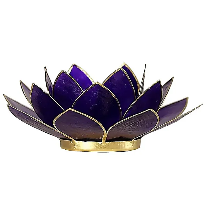(10) Lotus sfeerlicht violet 7e chakra goudrand -- 13.5 cm