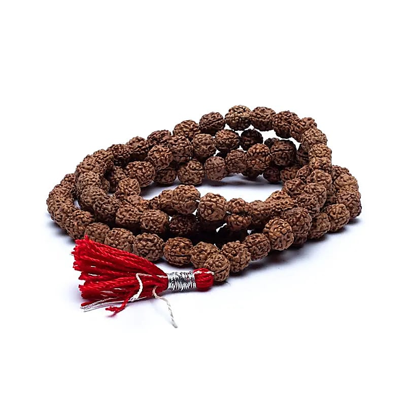 M56 Mala Rudraksha rode kwast kraal 1 cm.