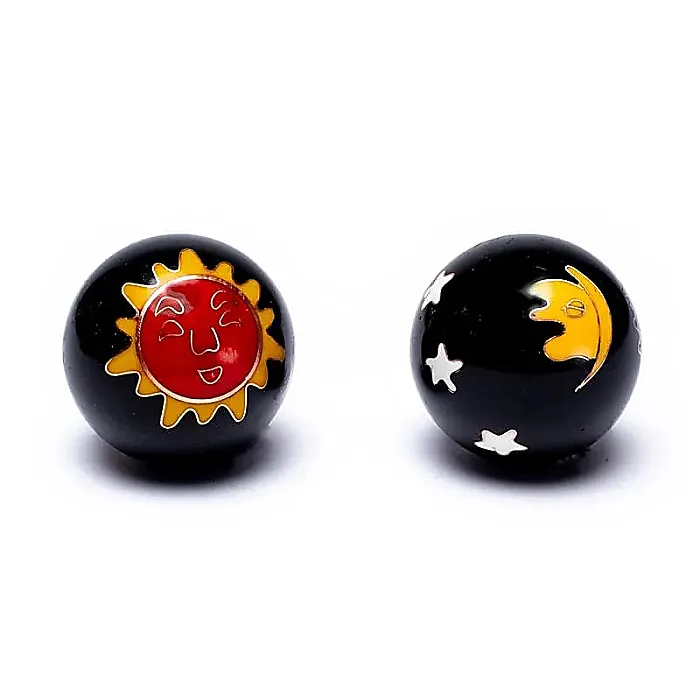 Meridiaankogels zon en maan rood 3,5 cm.