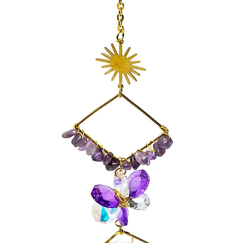 16681 (RK-E4) Suncatcher met amethist stenen en ruiten foto 2
