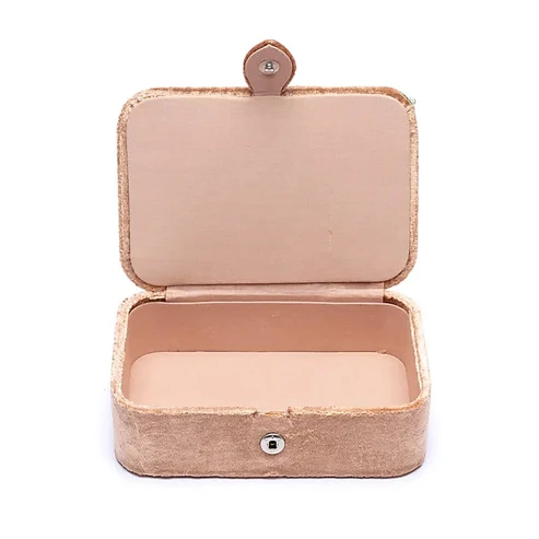 Sieraden / tarotdoos fluweel beige met bloemen foto 2