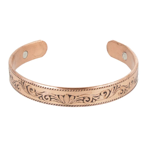 Armband koper lotus motief magnetisch