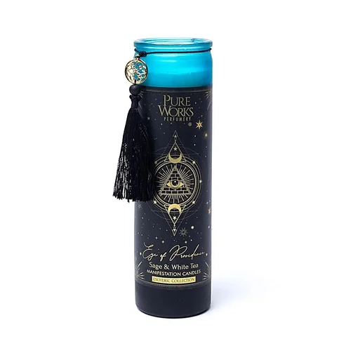64718 Manifestatiekaars Eye of Providence in glas met kwast