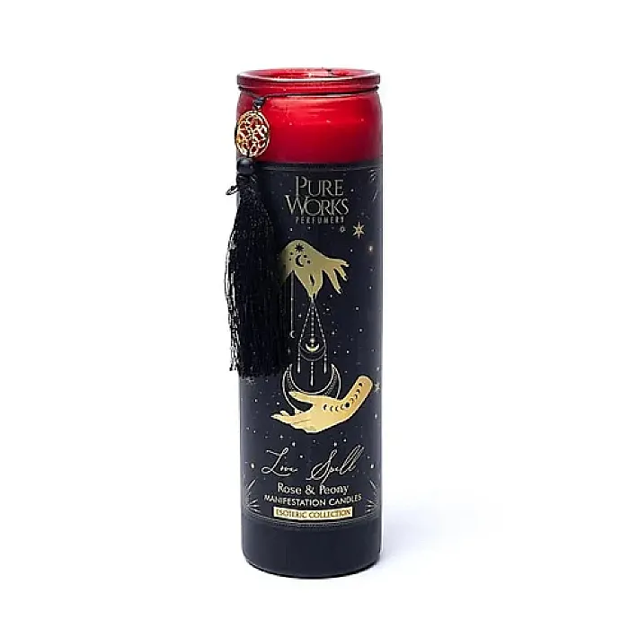 64720 Manifestatiekaars Love Spell in glas met kwast