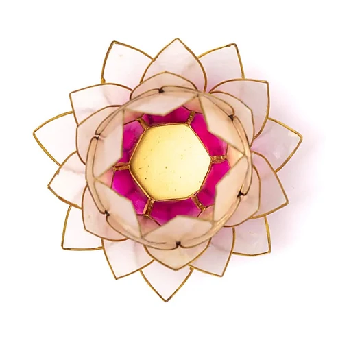 Lotus sfeerlicht roze/lichtroze goudrand groot -- 15x15 cm foto 2
