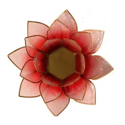 (12) Lotus sfeerlicht rood/roze goudrand foto 2