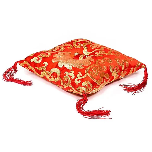 16311 Klankschaalkussen rood met  bloemmotief 12 x 12 x 4