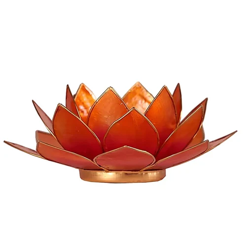 12078 Lotus sfeerlicht (20) oranje 2e chakra goudrand -- 13.5 cm