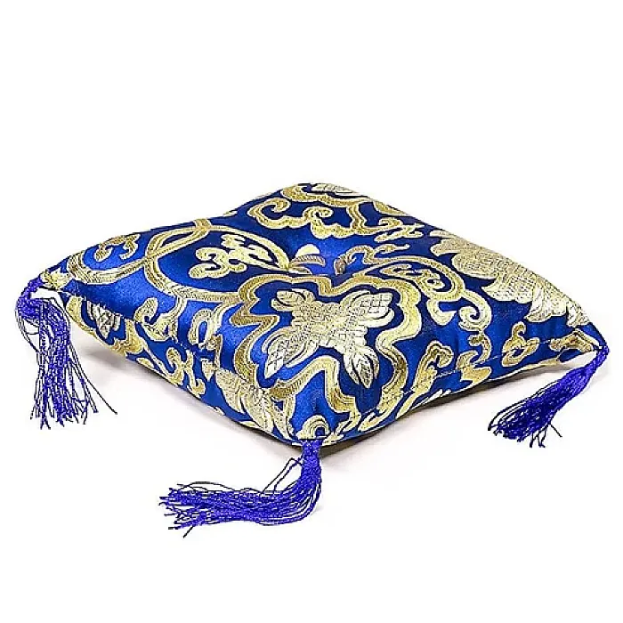 16315 Klankschaalkussen blauw met  bloemmotief 12 x 12 x 4