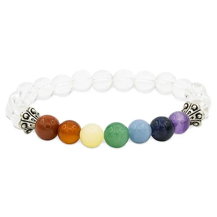 12585 AB-S62 Chakra Bergkristal Armband ronde kraal