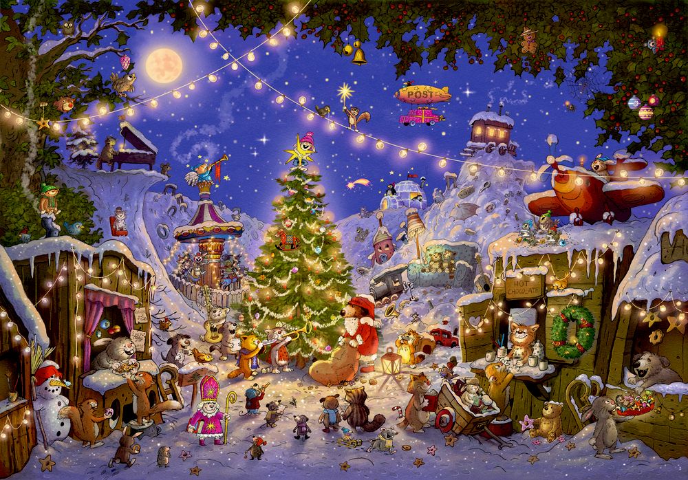 Kerstmarkt met dieren, puzzel-adventskalender foto 2