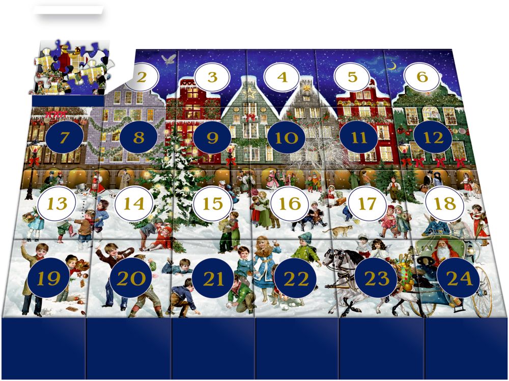 Adventkalender Puzzel winter evening in the city foto 2
