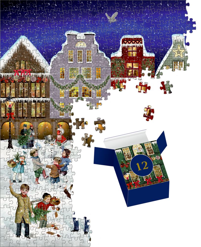 Adventkalender Puzzel winter evening in the city foto 3
