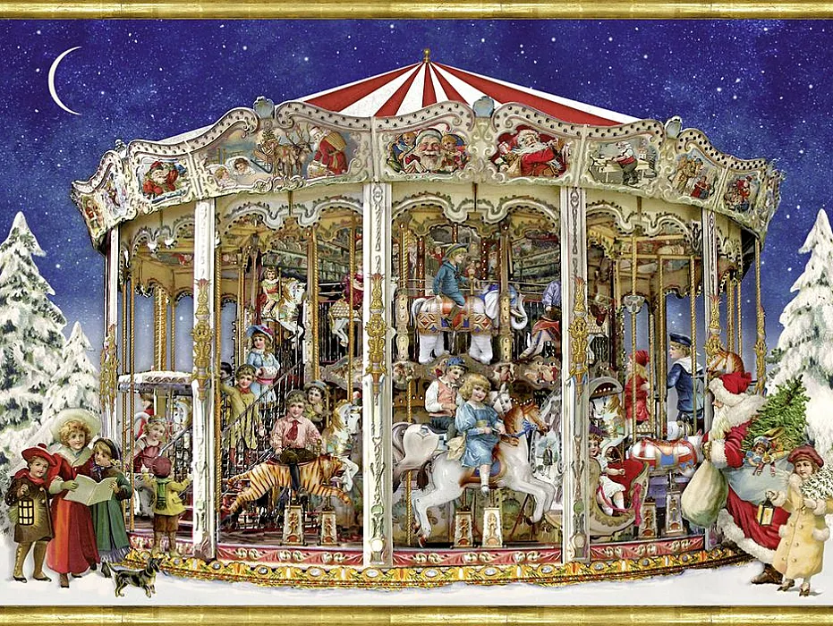 Nostalgische kerstcarrousel, adventskalender A4 (Behr)