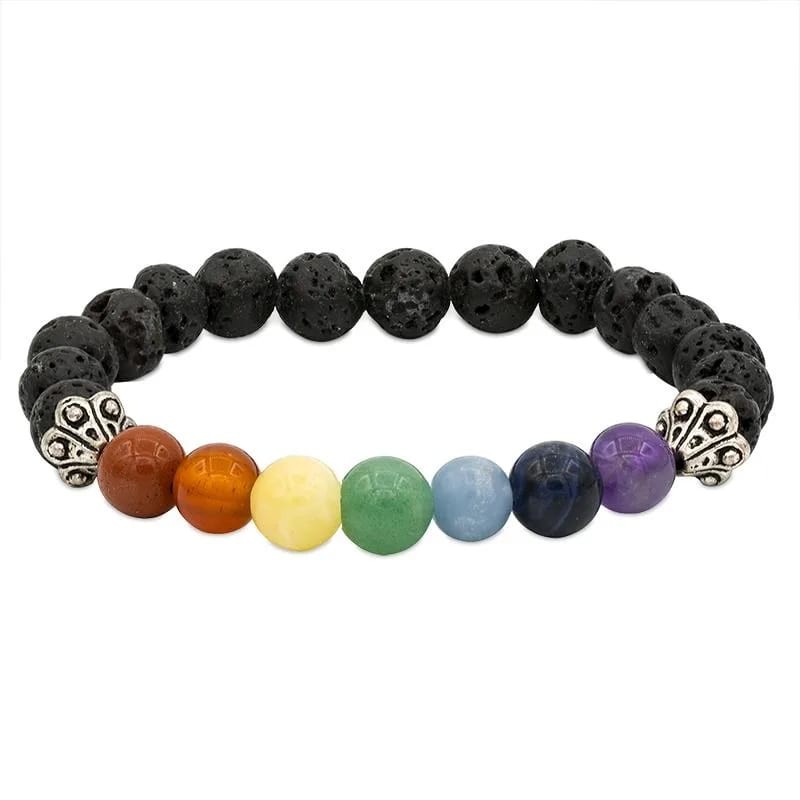 12586 AB-S62A Chakra Lavasteen Armband ronde kraal